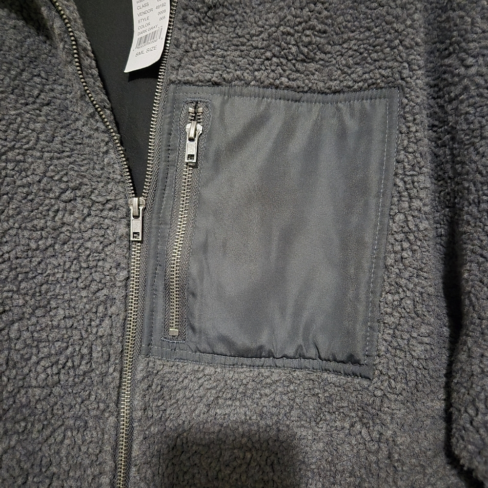 NWT PACSUN DARK GRAY UNISEX  Fleece Zip-Up Jacket...Size:S -SML - Picture 5 of 13